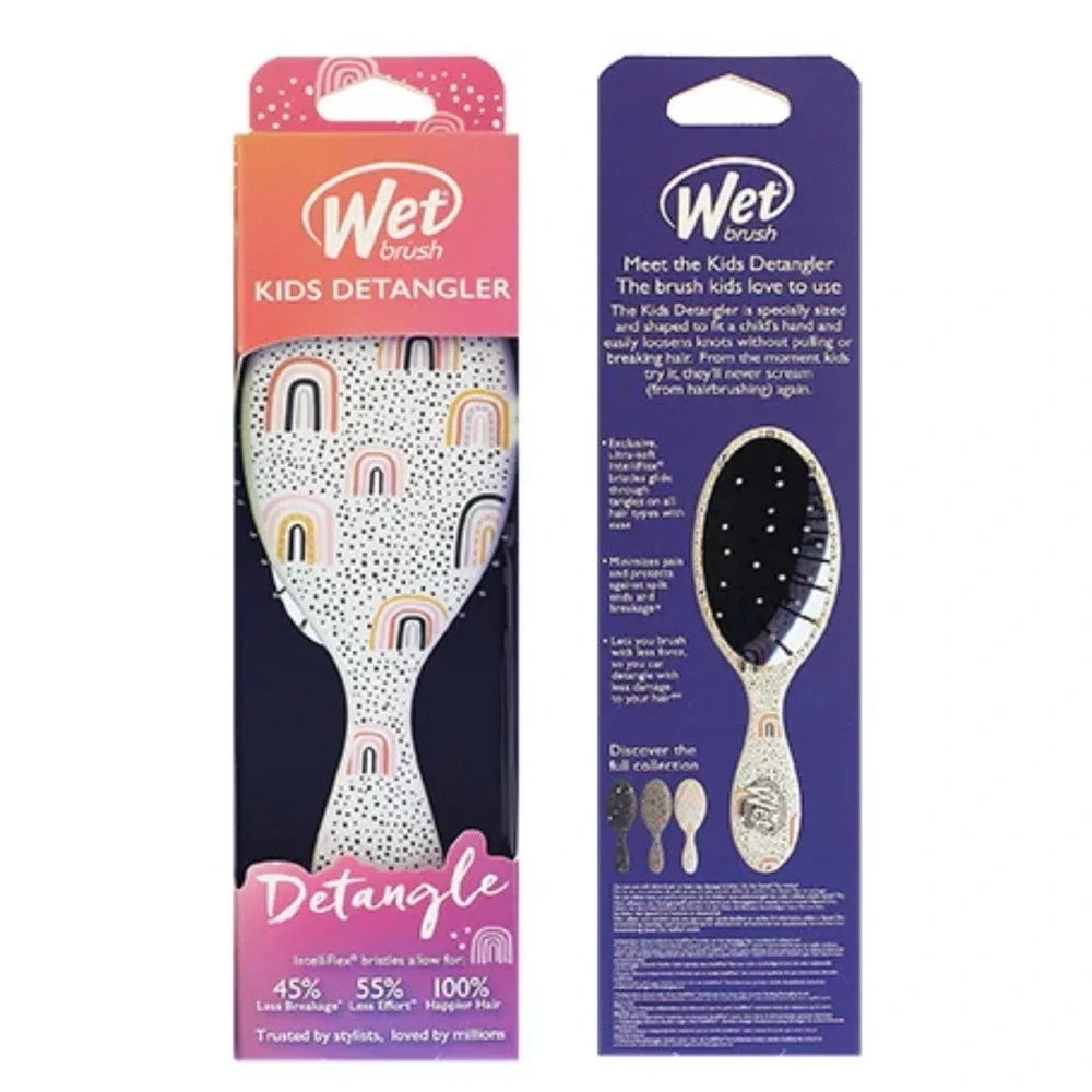Wet Brush Kids Detangler Hair Brush Rainbow Print IntelliFlex‎ Bristles NEW